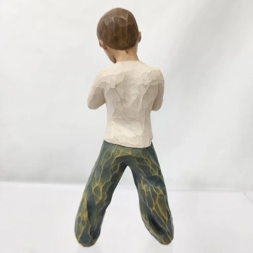 Willow Tree Heart of Gold Sculpted Boy in Jeans Brown Hair W/ Golden Heart 5.5